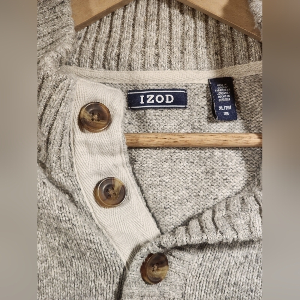 IZOD Men's Speckled MOCK NECK Sweater Size XL Long Sleeve GRAY - Picture 5 of 13